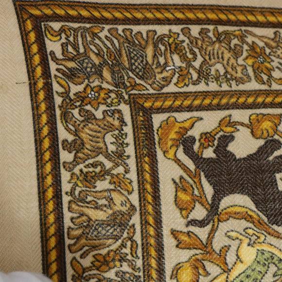 HERMES Carre 90 CHASSE EN INDE Scarf Silk Cashmere Brown Auth am4909 - Picture 11 of 15